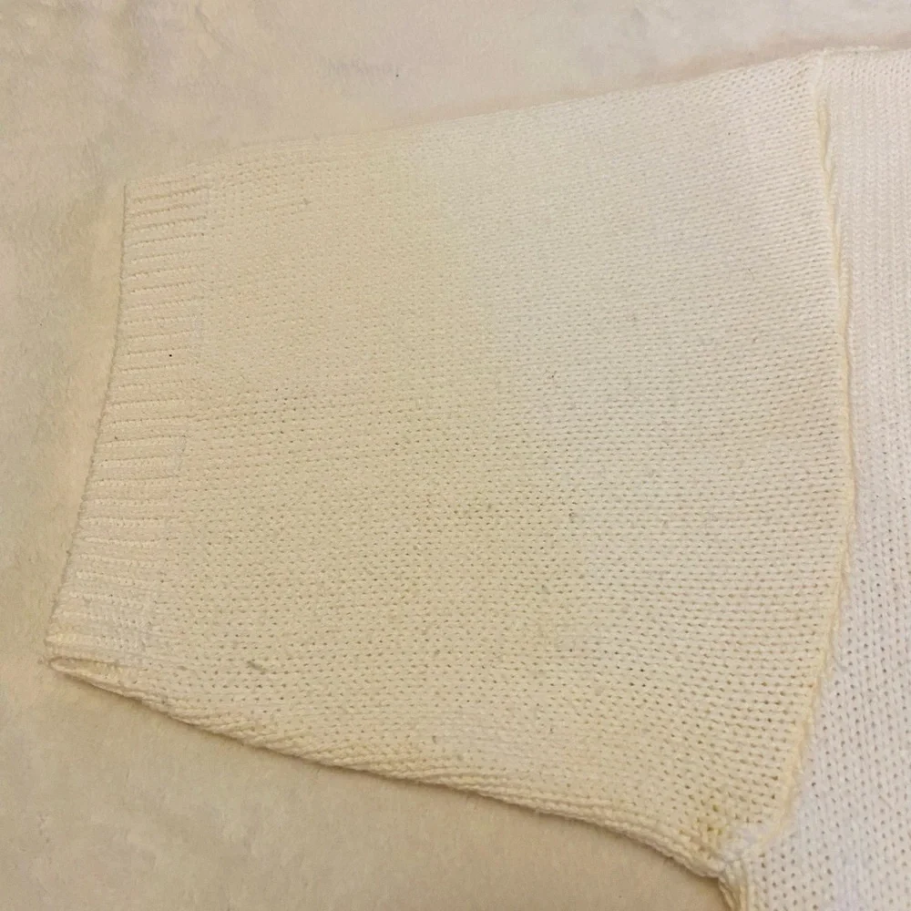 Vintage knit sweater with sleeves and babydoll collar in cream size M EUC - Picture 5 of 6